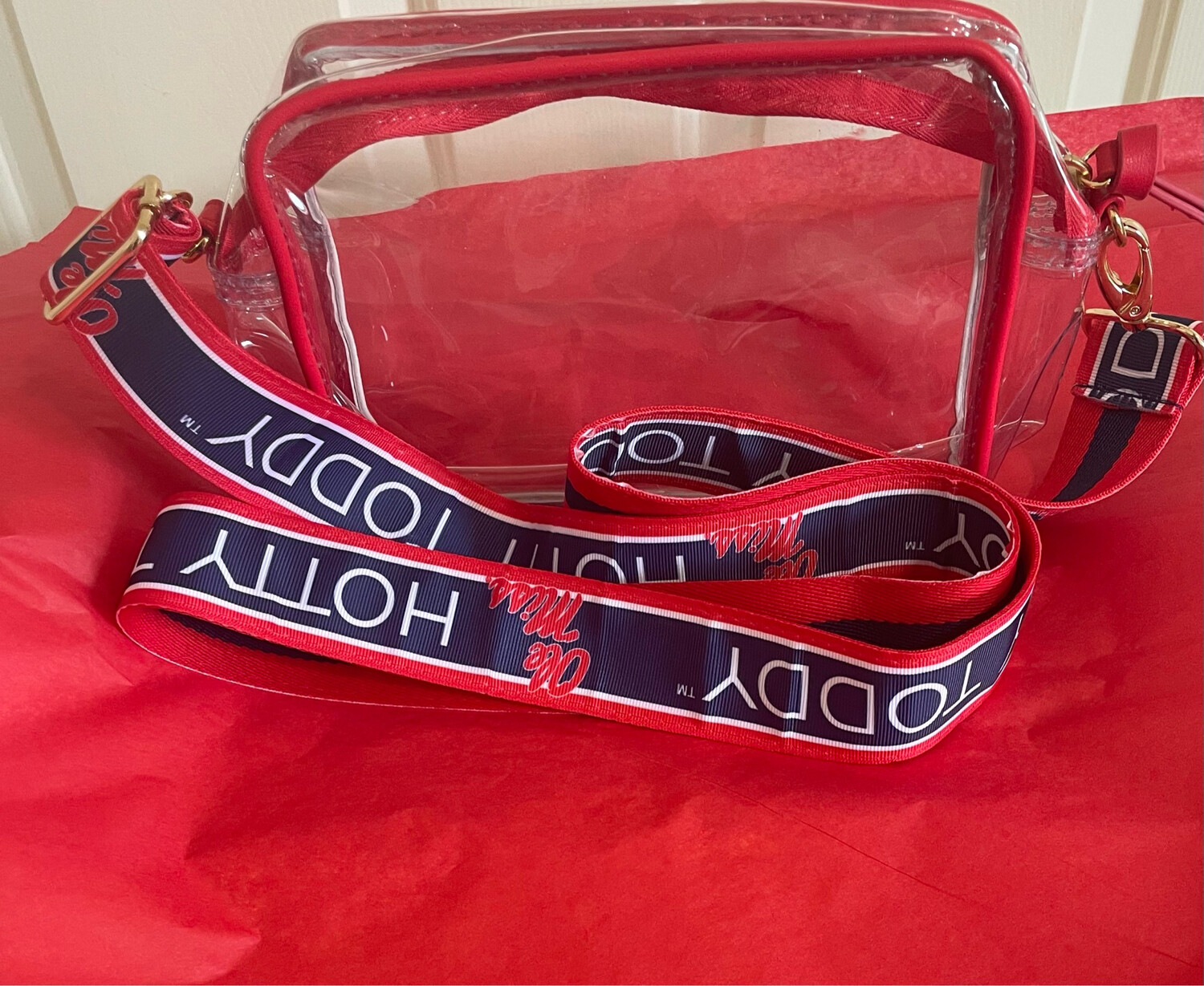 Ole Miss Hotty Toddy Purse Strap and Clear Crossbody Purse