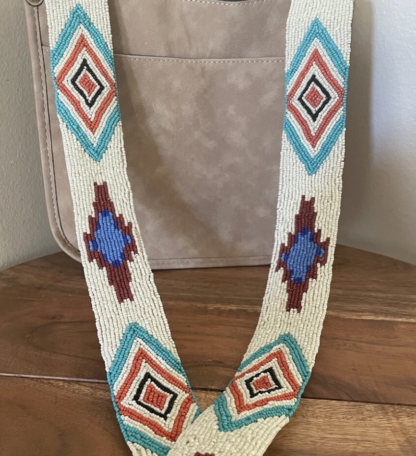 Bella Grace Multicolor Aztec Print Beaded Purse Strap