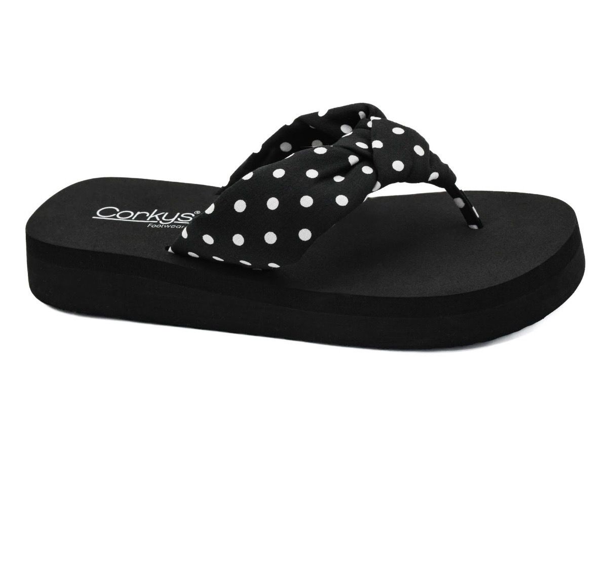 Corkys Black White Polka Dot You Go Girl Sandals