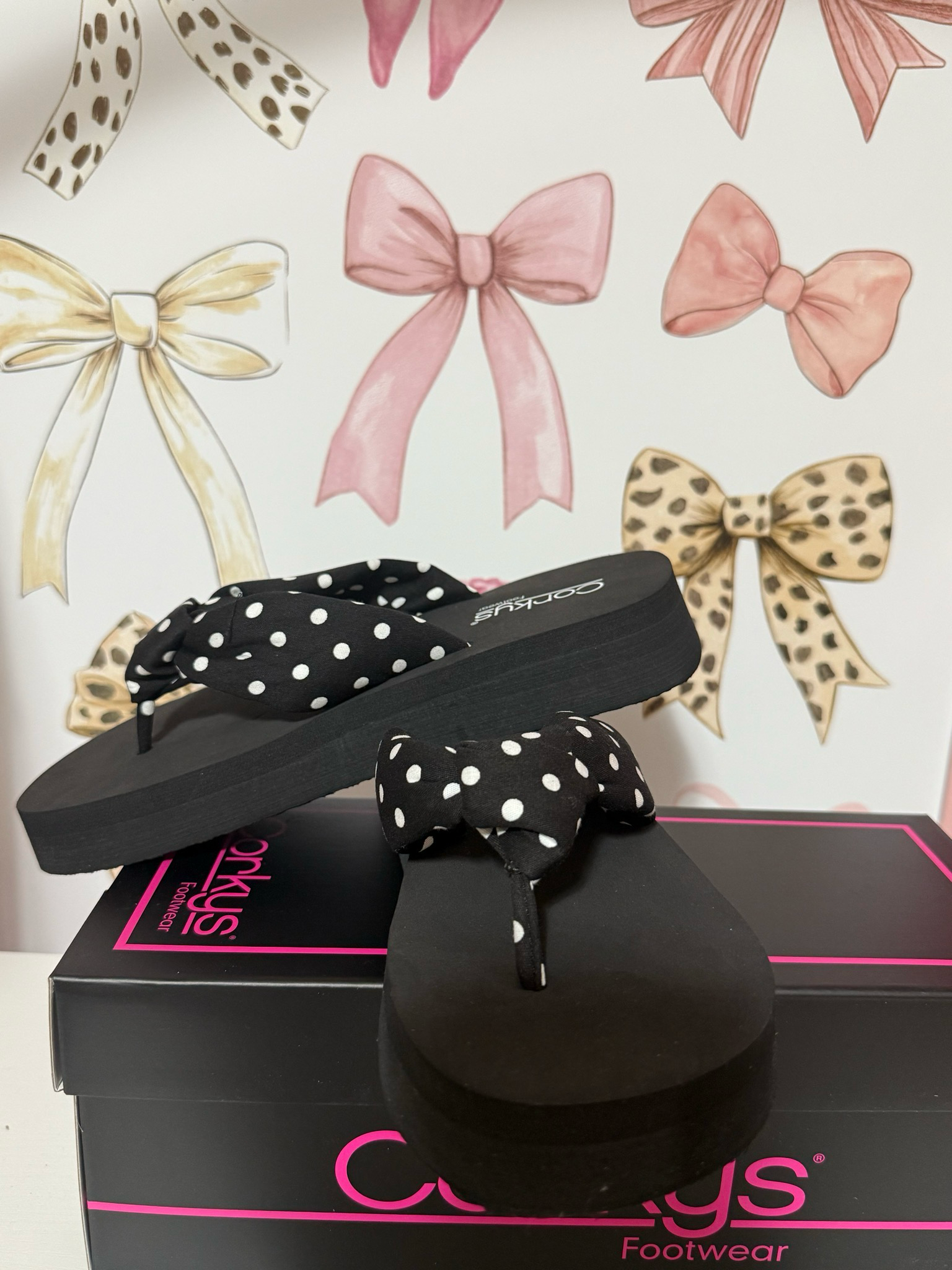 Corkys Black White Polka Dot You Go Girl Sandals