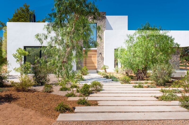 Premium Villa with natural materials, flowing spaces, thick walls, solid doors, all in modern design and with sea view.