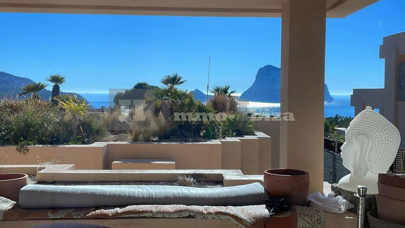 Groundfloor Apartment with incredible Views to Es Vedra Real Estate for Sale in Cala Carbo, Ibiza. Views to Es Vedra