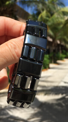 Triple strand bracelet in all black or  black blue