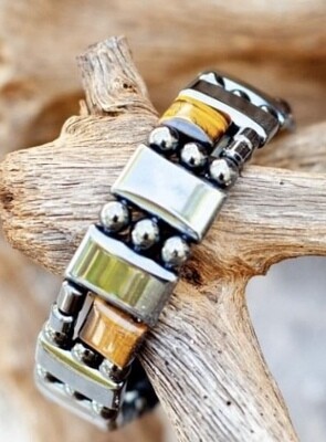Tiger Eye Triple Strand choose your accent square color
