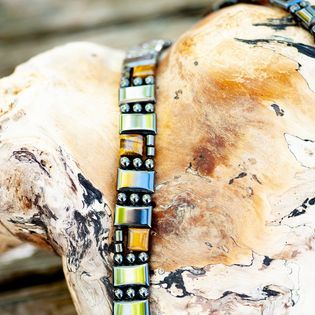 Tiger Eye Triple Strand choose your accent square color