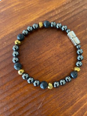 6mm bracelet with gemstones and lava