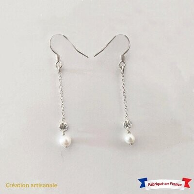 Gallina Boucle oreilles perles de culture - Bijou argent original