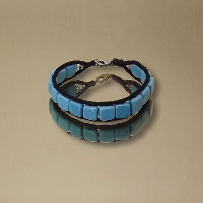 Turquoise Bracelet avec pierre turquoise - Bijou cordon