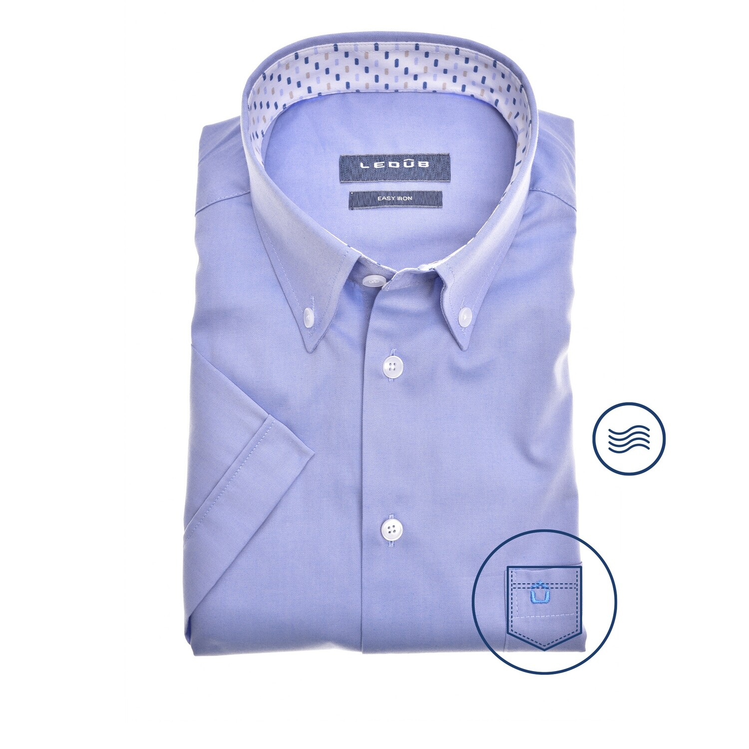 Ledub Plain:Overhemd Middenblauw 140 Donkerblauw 17 0701797