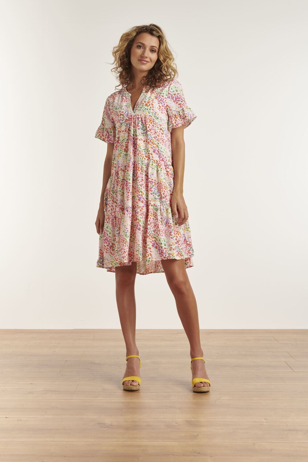 Smashed Lemon Dress laagjes panter printje multic 998 / white-multi 23326