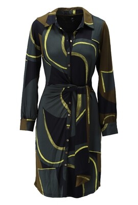 K-Design Dress with wrap belt & geometrical d Multi X140