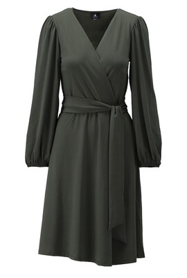 K-Design Crossover dress with puff sleeves Bruin X398