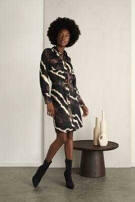 K-Design Dress with design, buttons & BELT Multi X385