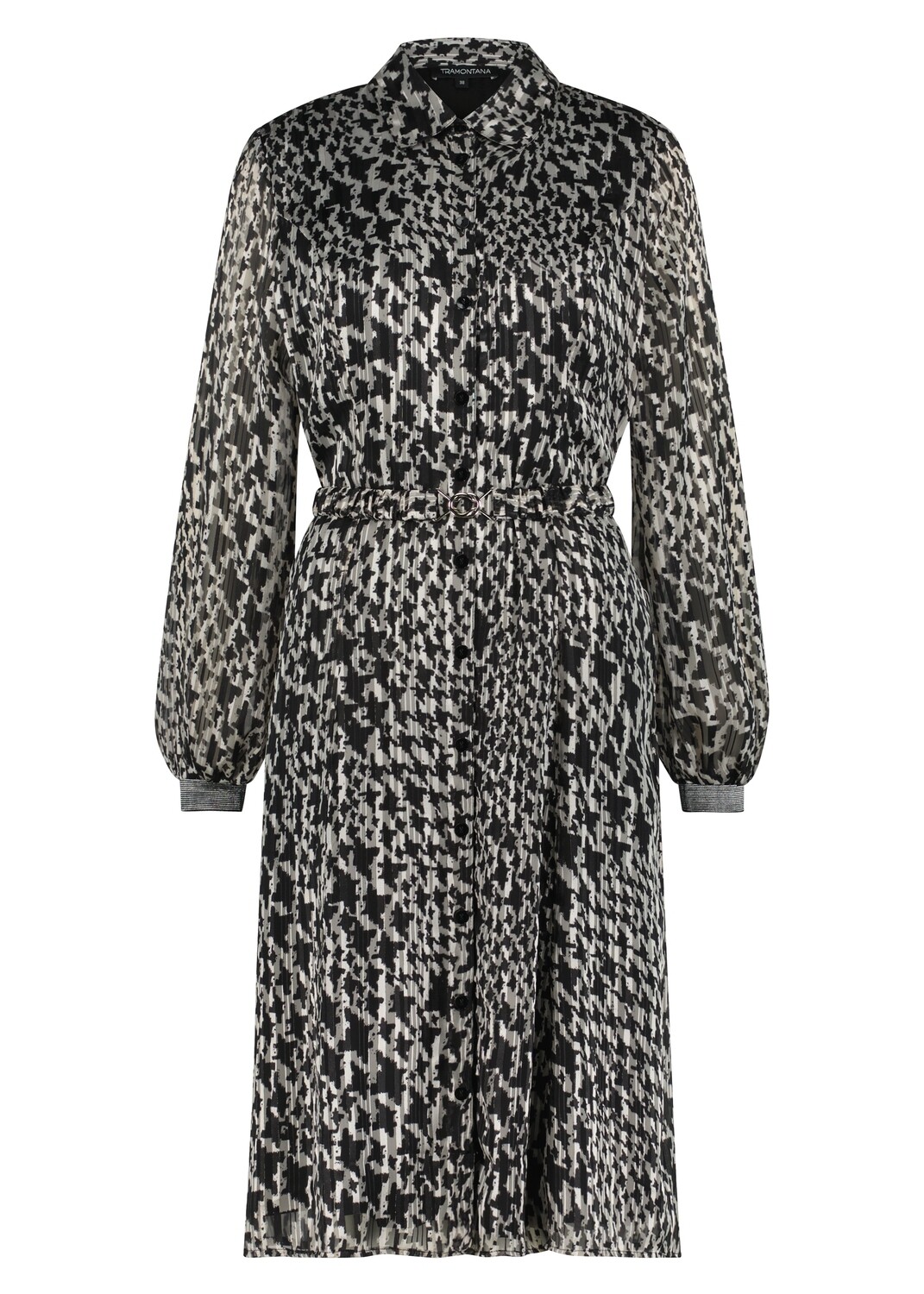 Tramontana Dress Pied de Poulle Print Blacks I01-10-501