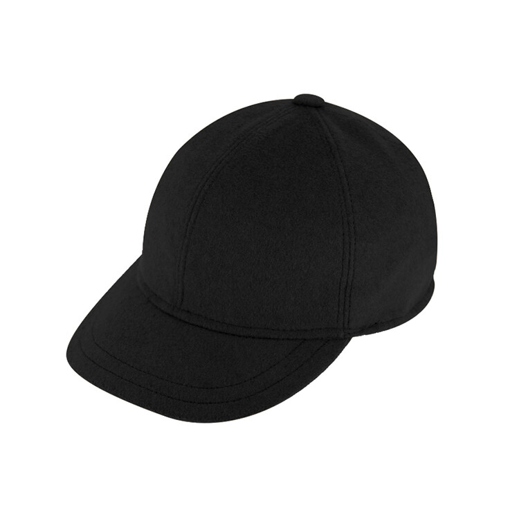 Fiebig Baseballcap woolmix solid with earfl Zwart 424010