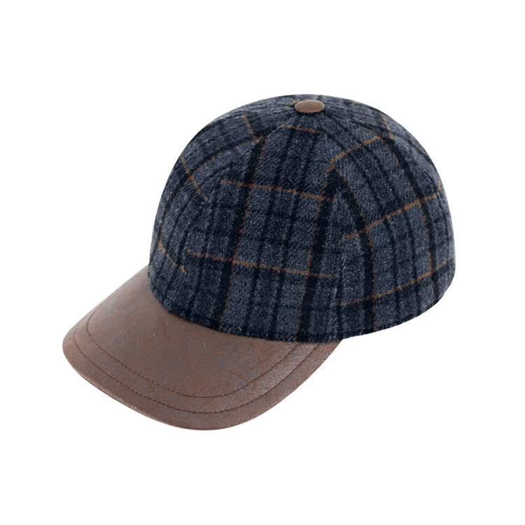 Fiebig Baseballcap Shetland wool checked Blauw 424014