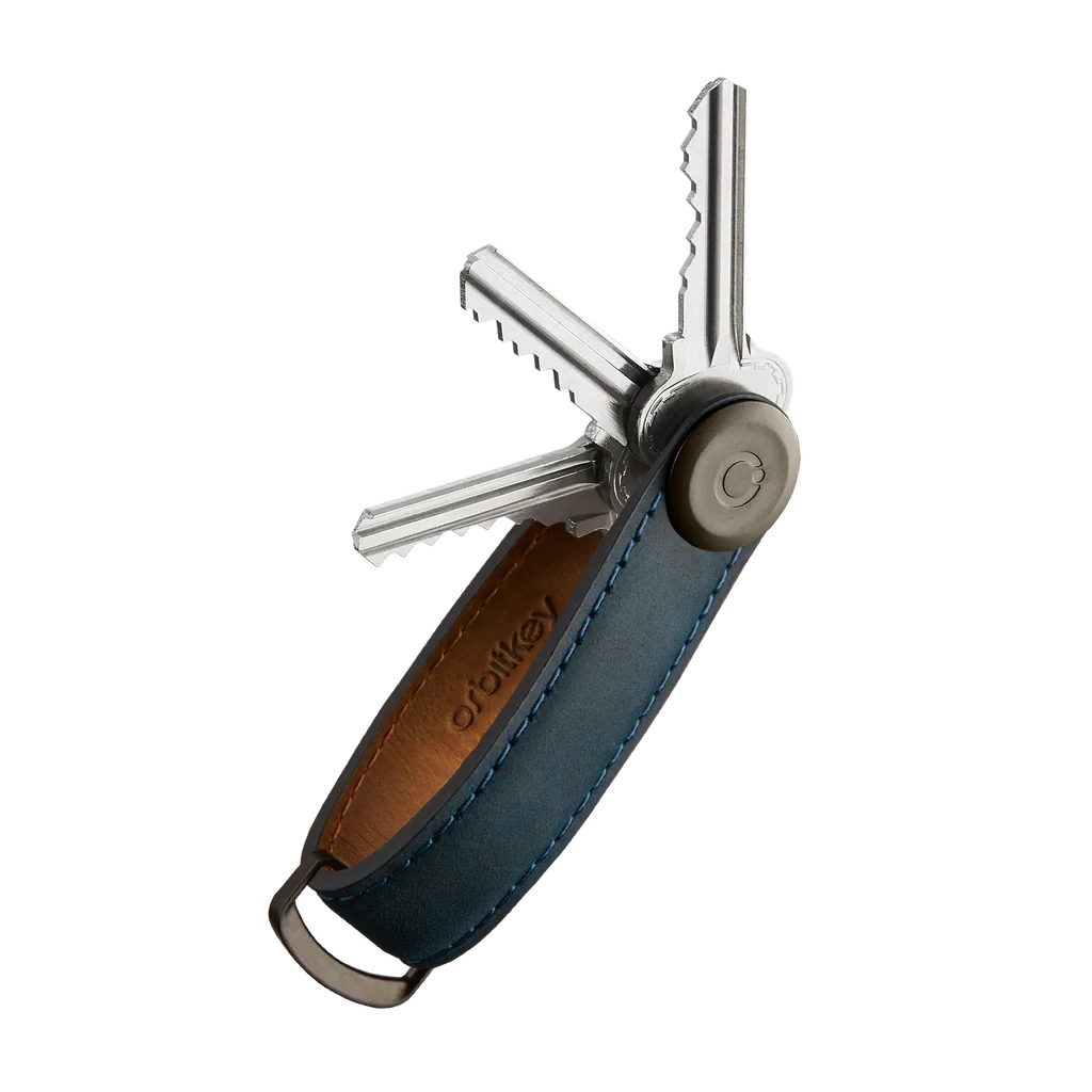 Orbitkey Crazy Horse Leather Key Organiser Blauw CHLO-2-MBMBGM