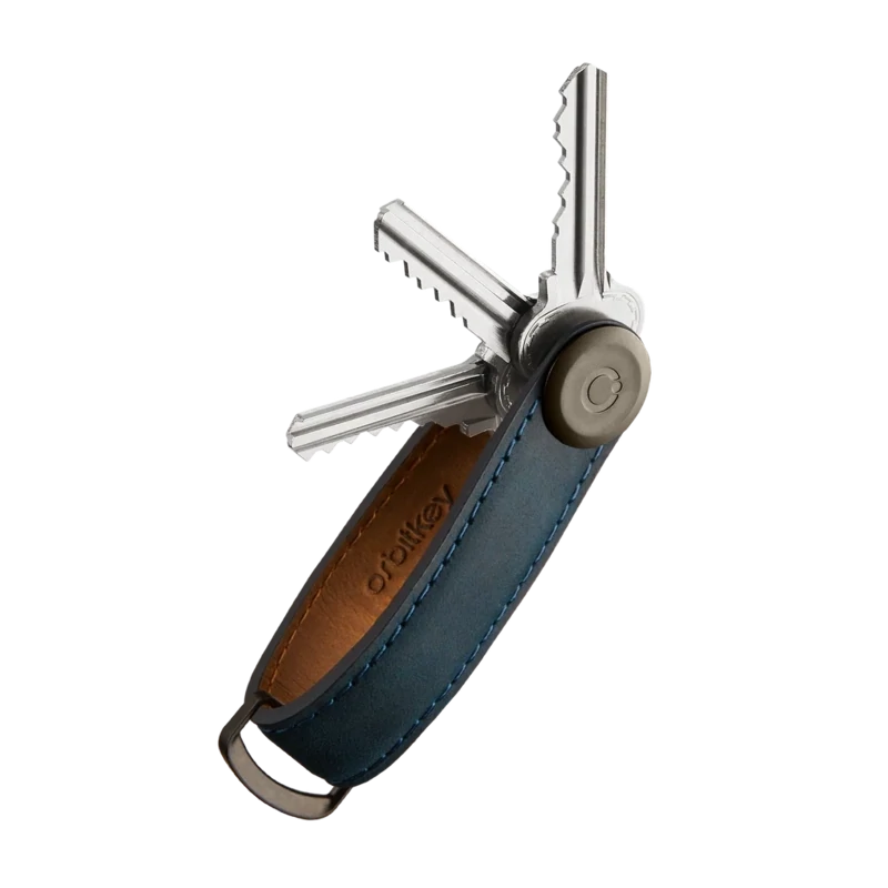 Orbitkey Crazy Horse Leather Key Organiser Blauw CHLO-2-MBMBGM