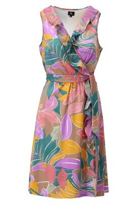 K-Design Crossover dress with frill & design Rose Y374
