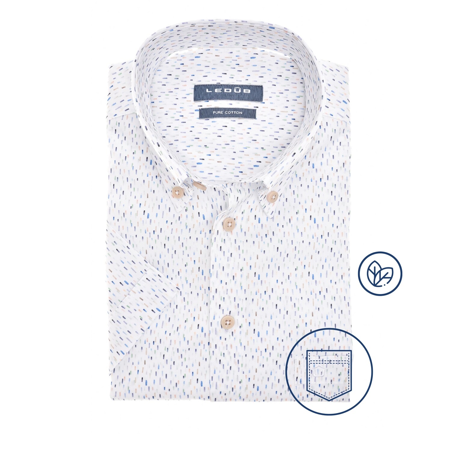 Ledub Shirts Print:Overhemd Wit met groen 915 0142386