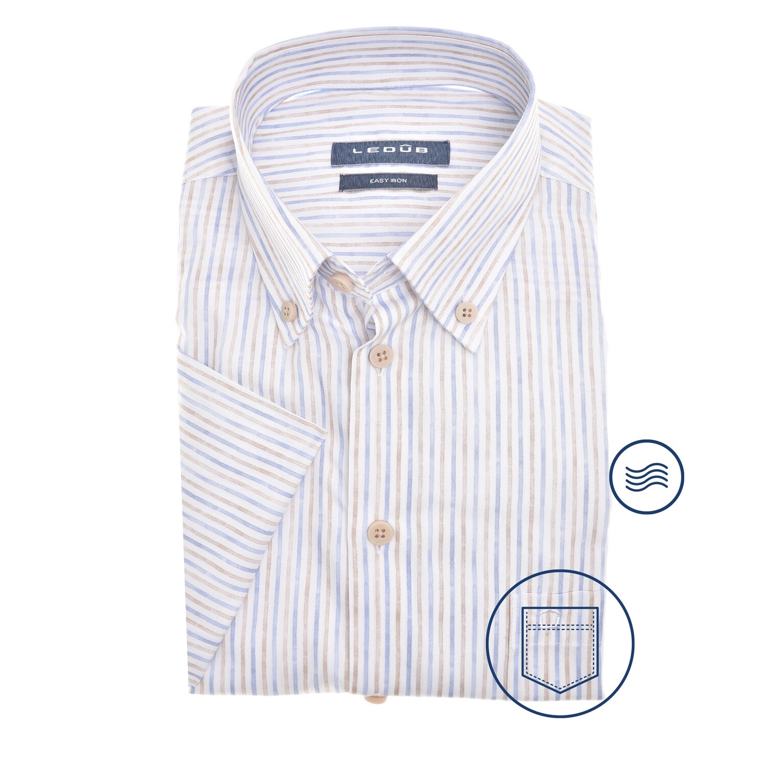 Ledub Shirts Stripe:Overhemd Blauw 0142411