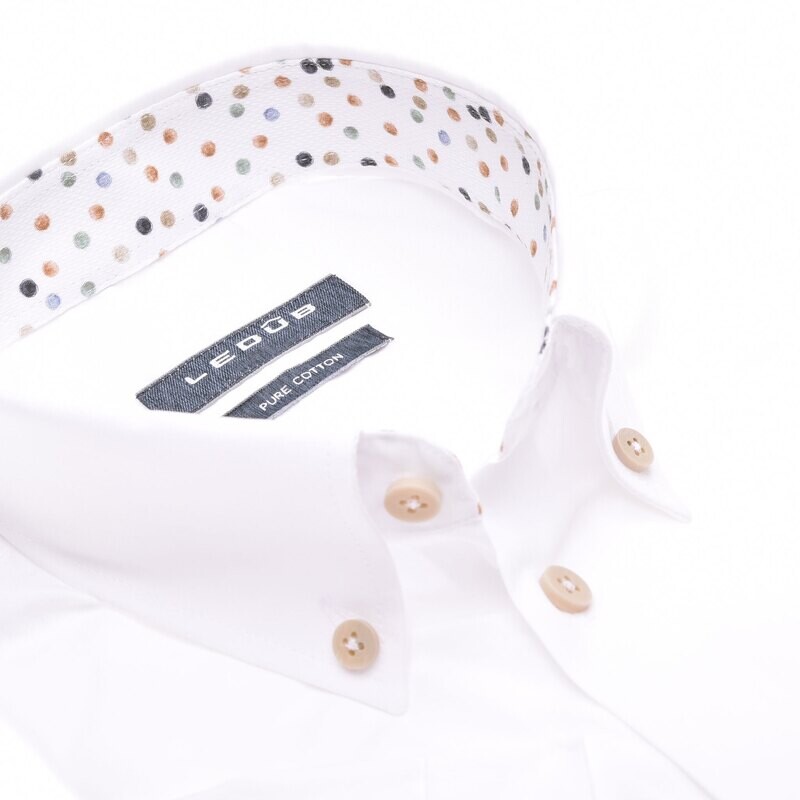 Ledub Shirts Plain:Overhemd Wit 0142436
