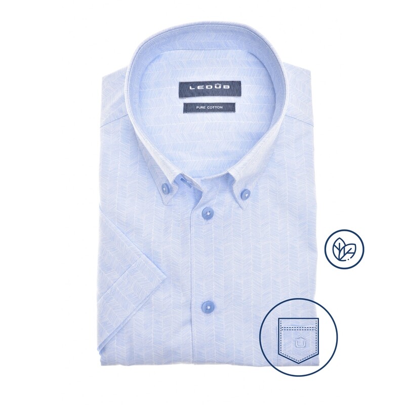 Ledub Shirts Plain:Overhemd Blauw 0142451