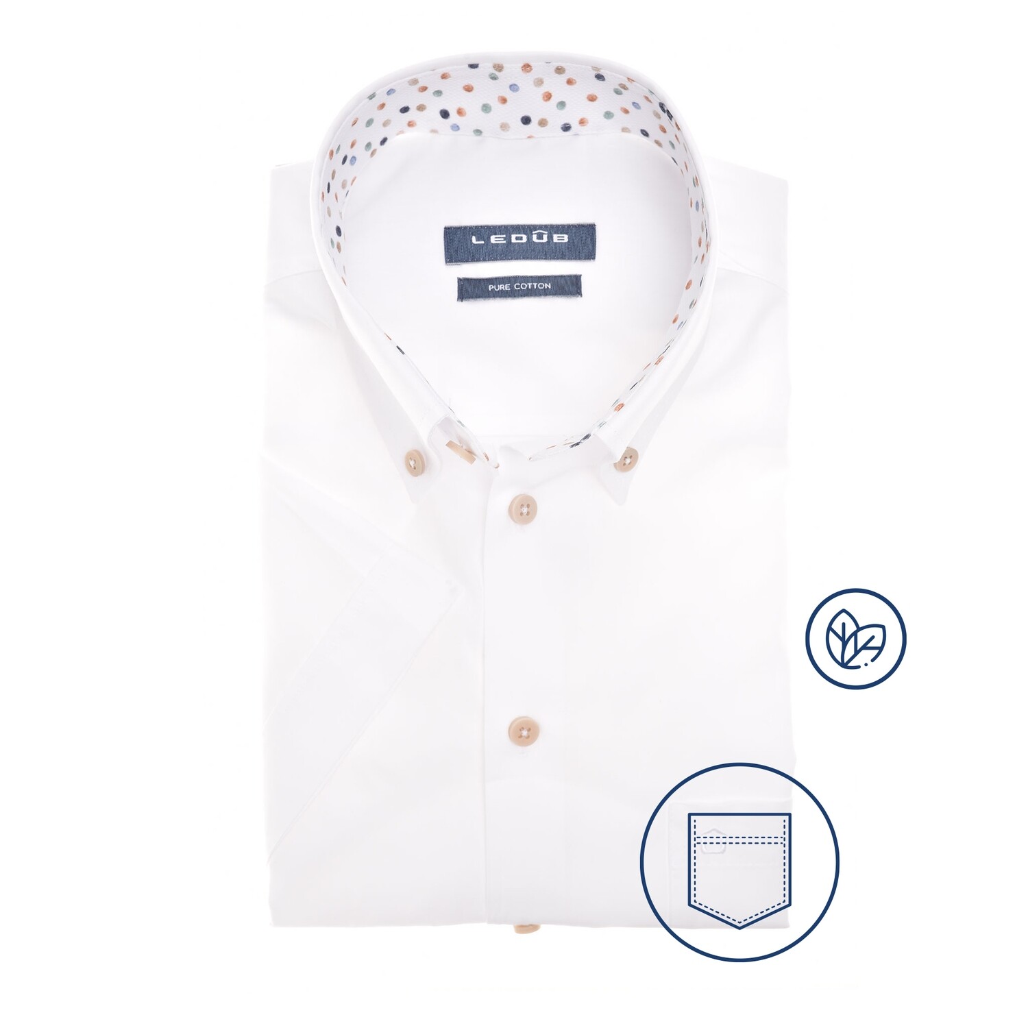 Ledub Shirts Plain:Overhemd Wit 0142436