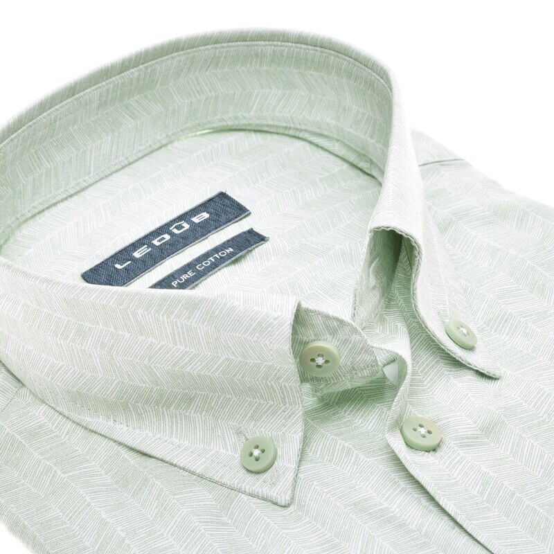 Ledub Shirts Plain:Overhemd Lichtgroen korte mouwen 520 0142451