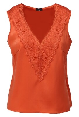 K-Design Satin sleeveless V neck top with lac Rood Y753