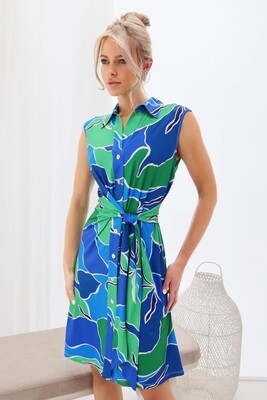 K-Design Sleeveless buttoned dress with desig Blauw Y359
