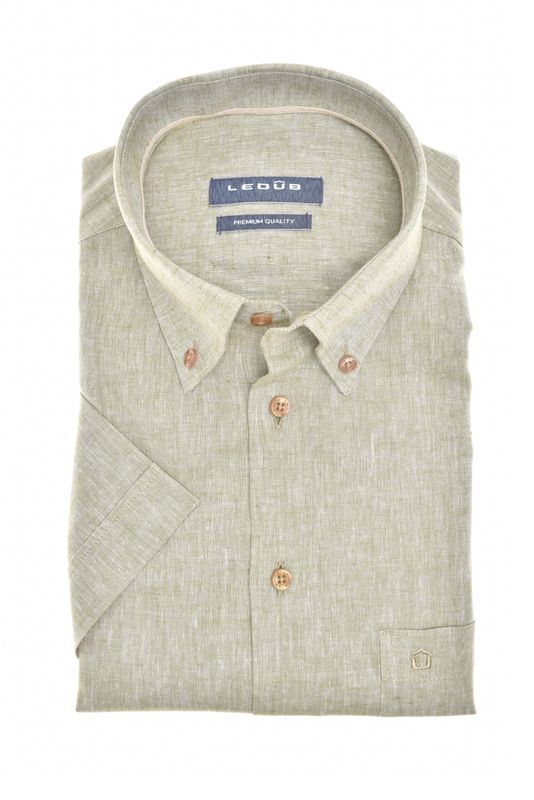 Ledub  Plain:Overhemd Middengroen korte mouwen 550 Lichtbruin 620 0701943