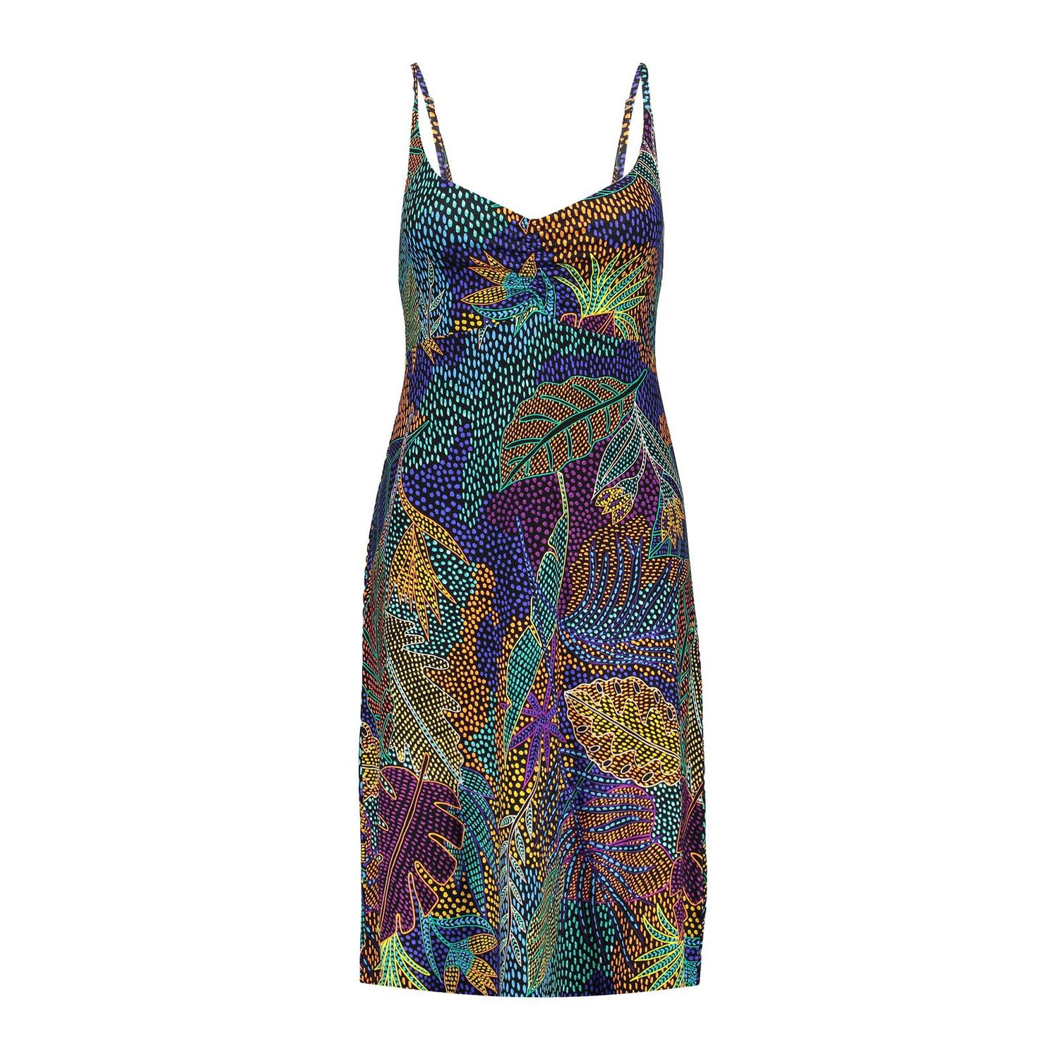 Geisha Dress spaghetti AOP Zwart 47413-60 NOA