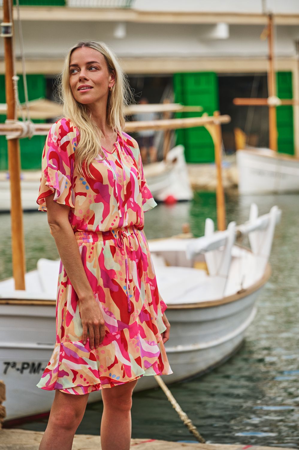 Esqualo Skirt long split Heat Wave Print HS24.15201