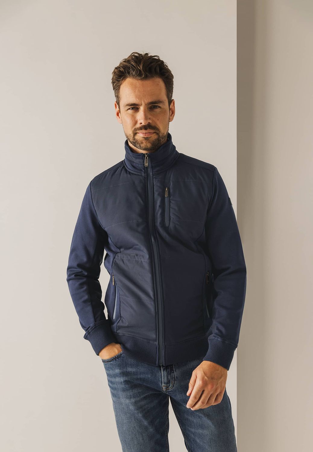 State of Art Sweat Cardigan Plain Blauw 56124502