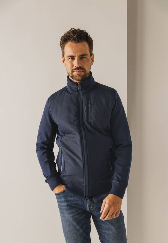 State of Art Sweat Cardigan Plain Blauw 56124502