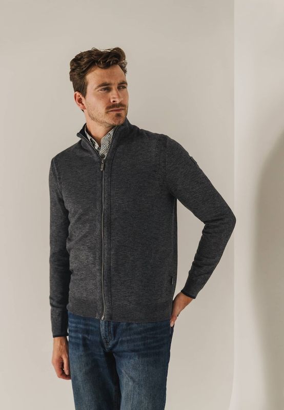 State of Art Cardigan Plain - Zip Antraciet 16124911