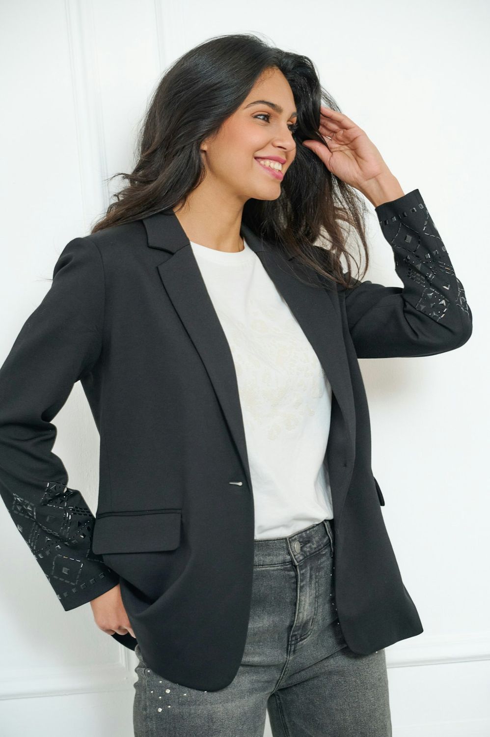 Esqualo Blazer embellishment Black W24.05719