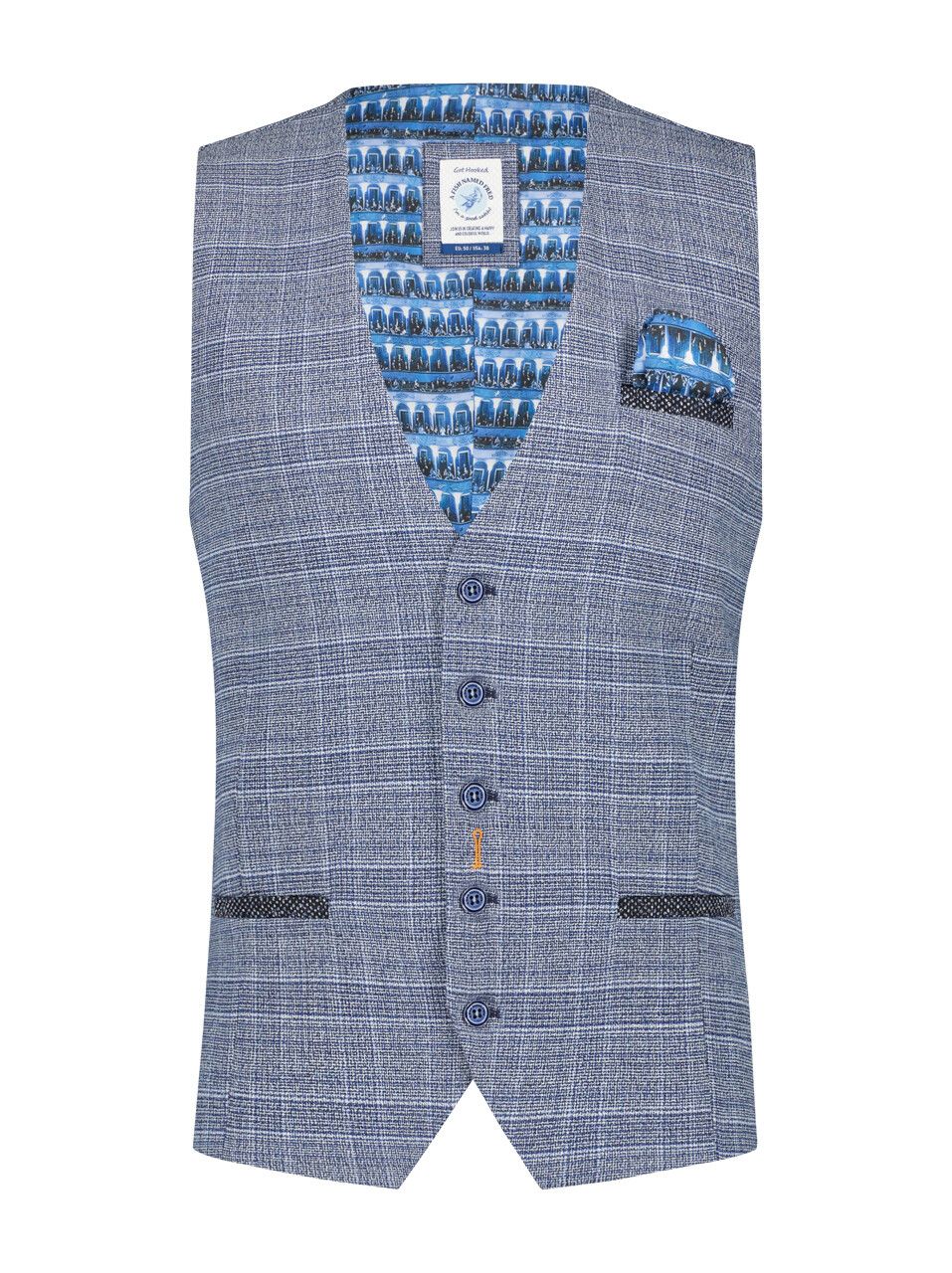 A fish named Fred Waistcoat check Blue 27.140