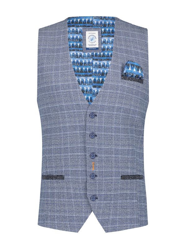 A fish named Fred Waistcoat check Blue 27.140