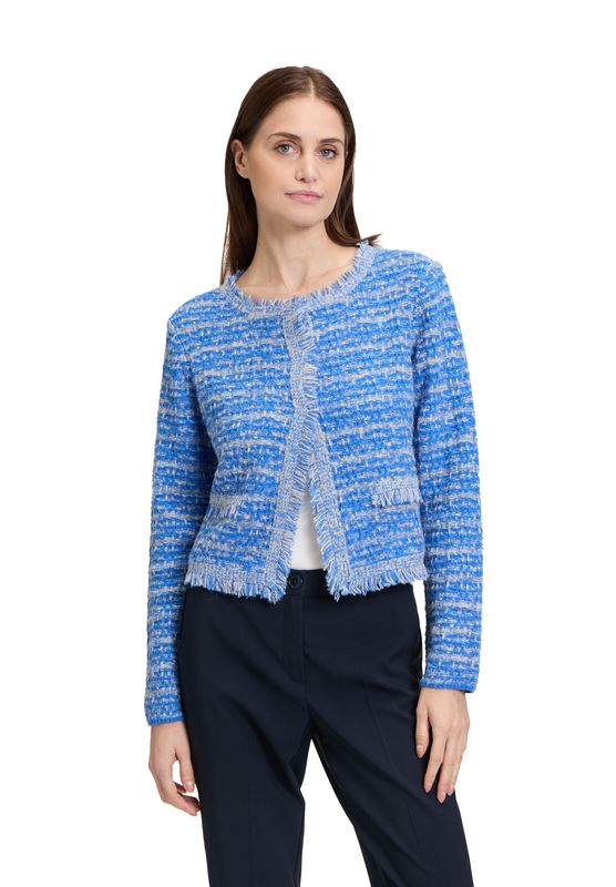 Betty Barclay Strickjacke Kurz 1/1 Arm Patch Blue/Nature 52091029