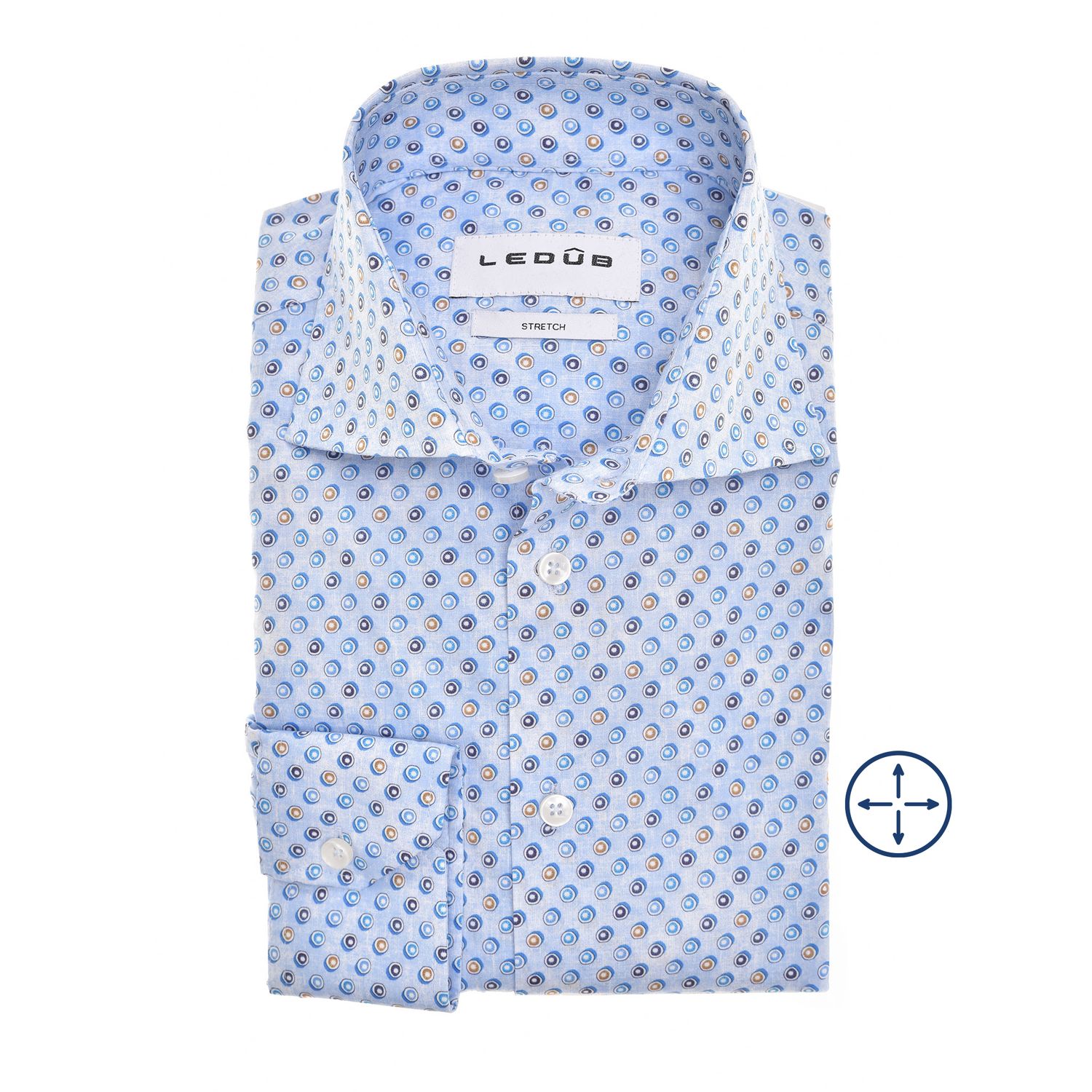 Ledub Shirts Print:Overhemd Blauw 0142975