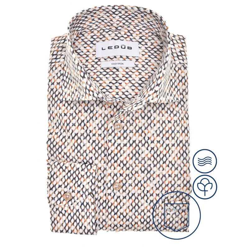 Ledub Shirts Print:Overhemd Bruin 0142821