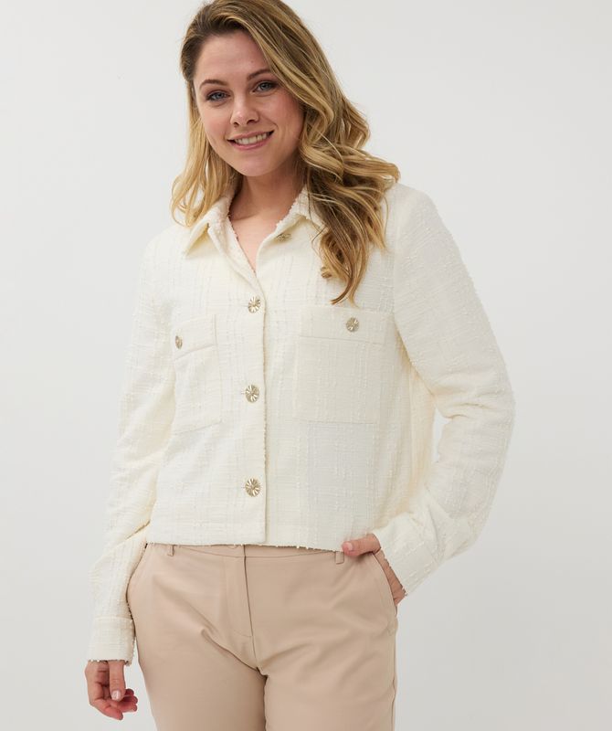 Esqualo Jacket stretchy boucle Off White SP25.19014