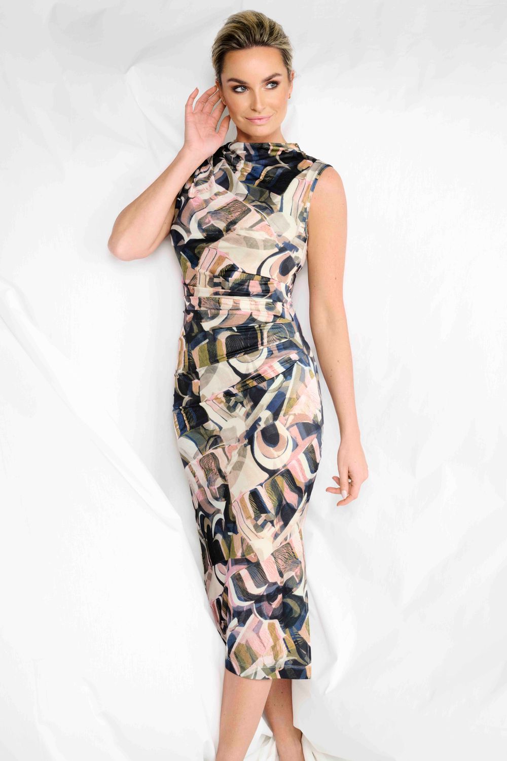K-Design Midi bodycon jurk met design Bruin A215