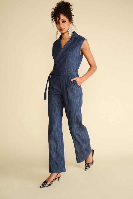 K-Design Jumpsuit in jeans look Blauw A736