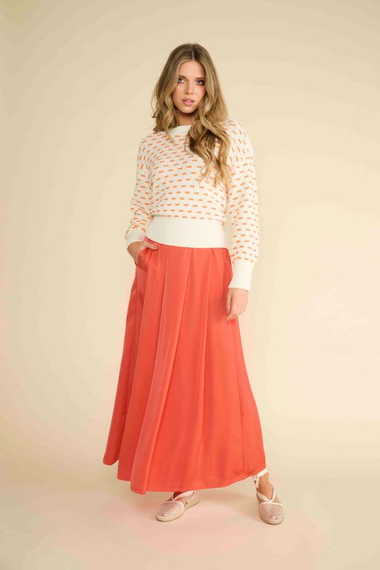 K-Design Rok met plooien Oranje A677