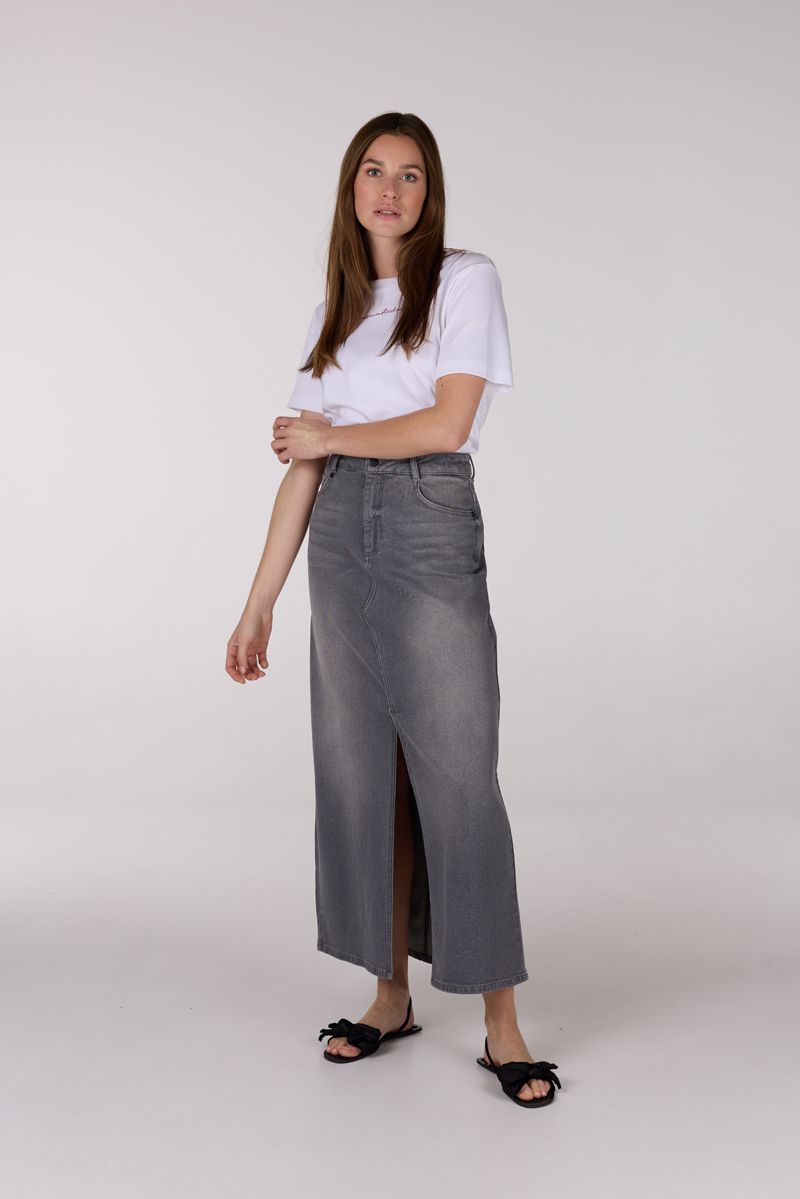 Jansen Amsterdam KAROLIEN ROK JEANS GD 684 long slit grey KAROLIEN SS25