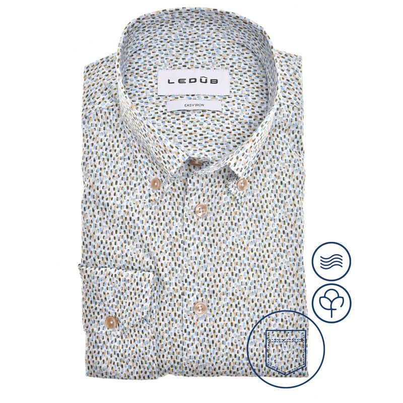 Ledub Shirts Print:Overhemd Blauw 0142848
