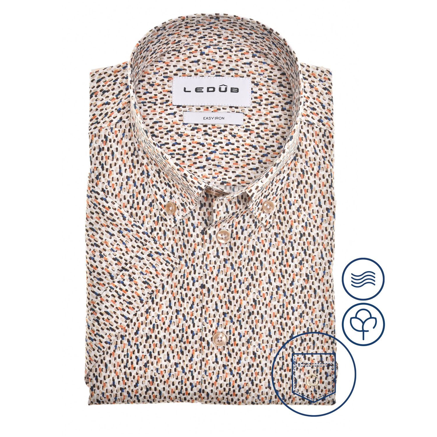 Ledub Shirts Print:Overhemd Bruin 0142849